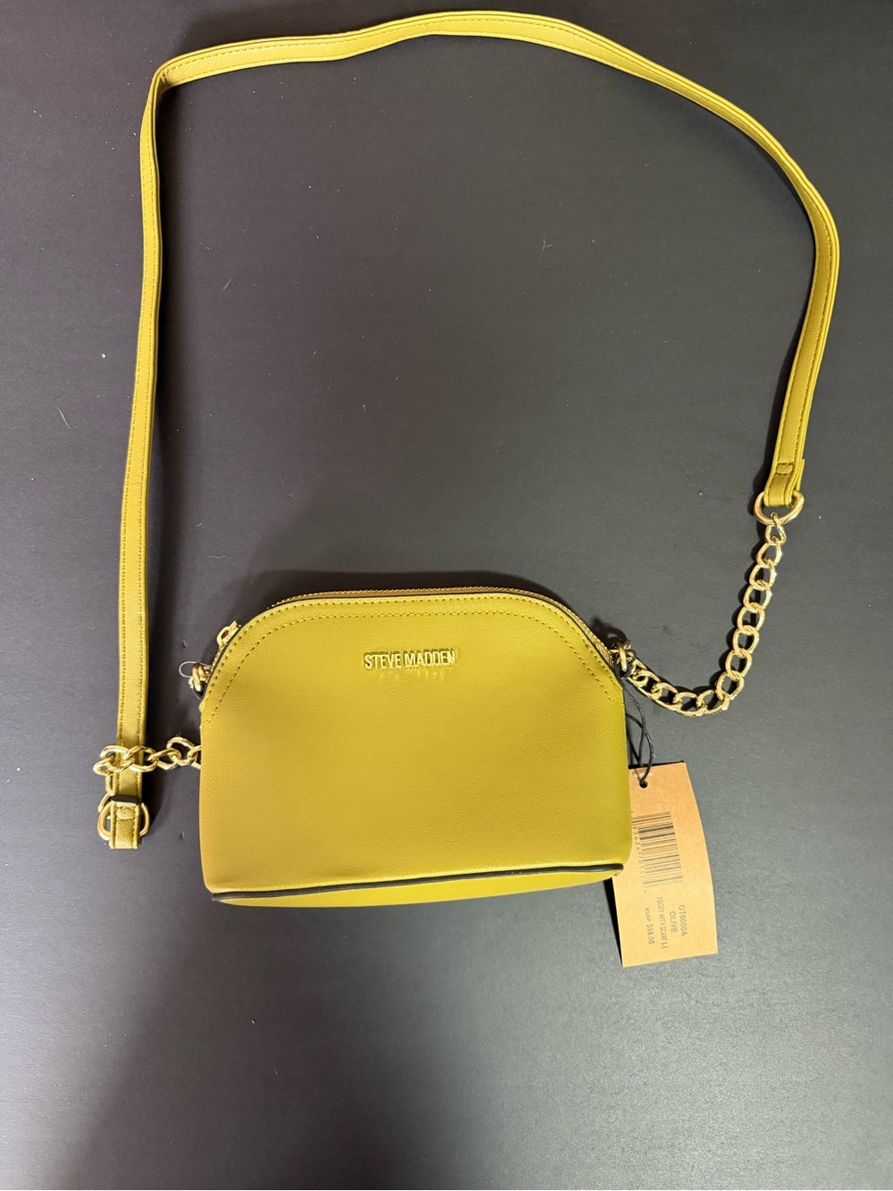 Steve Madden Olive-Mustard Crossbody with Gold Chain